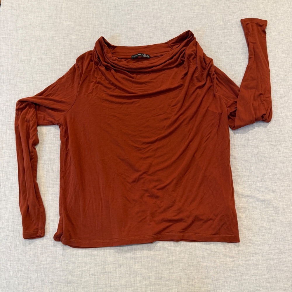 Black Tape Burnt Orange Cowl Neck Long Sleeve Top Womens Size Medium Jersey Knit